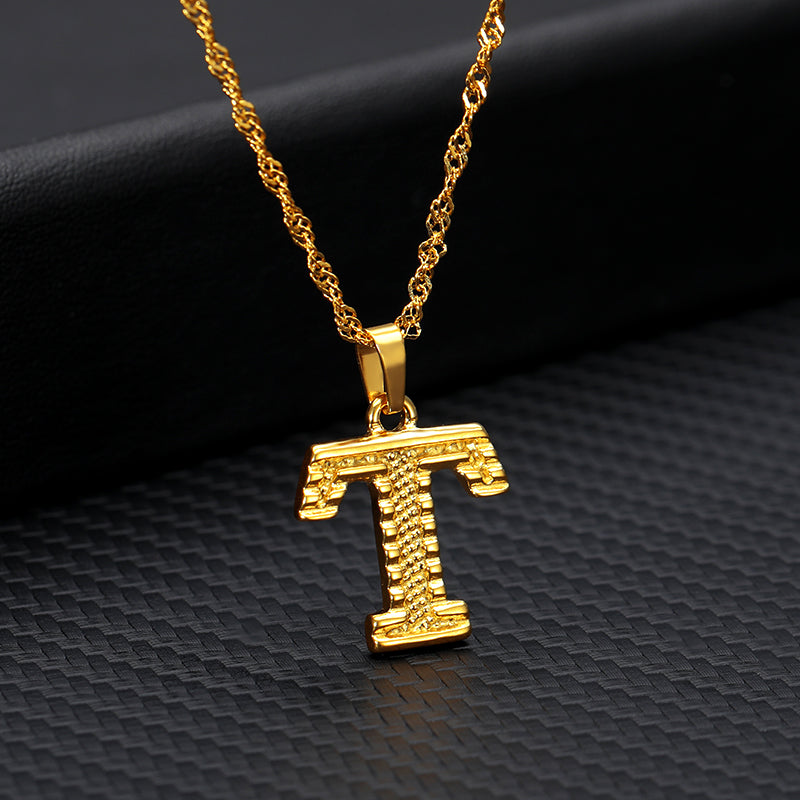 26 letters gold-plated pendant necklace - Minihomy