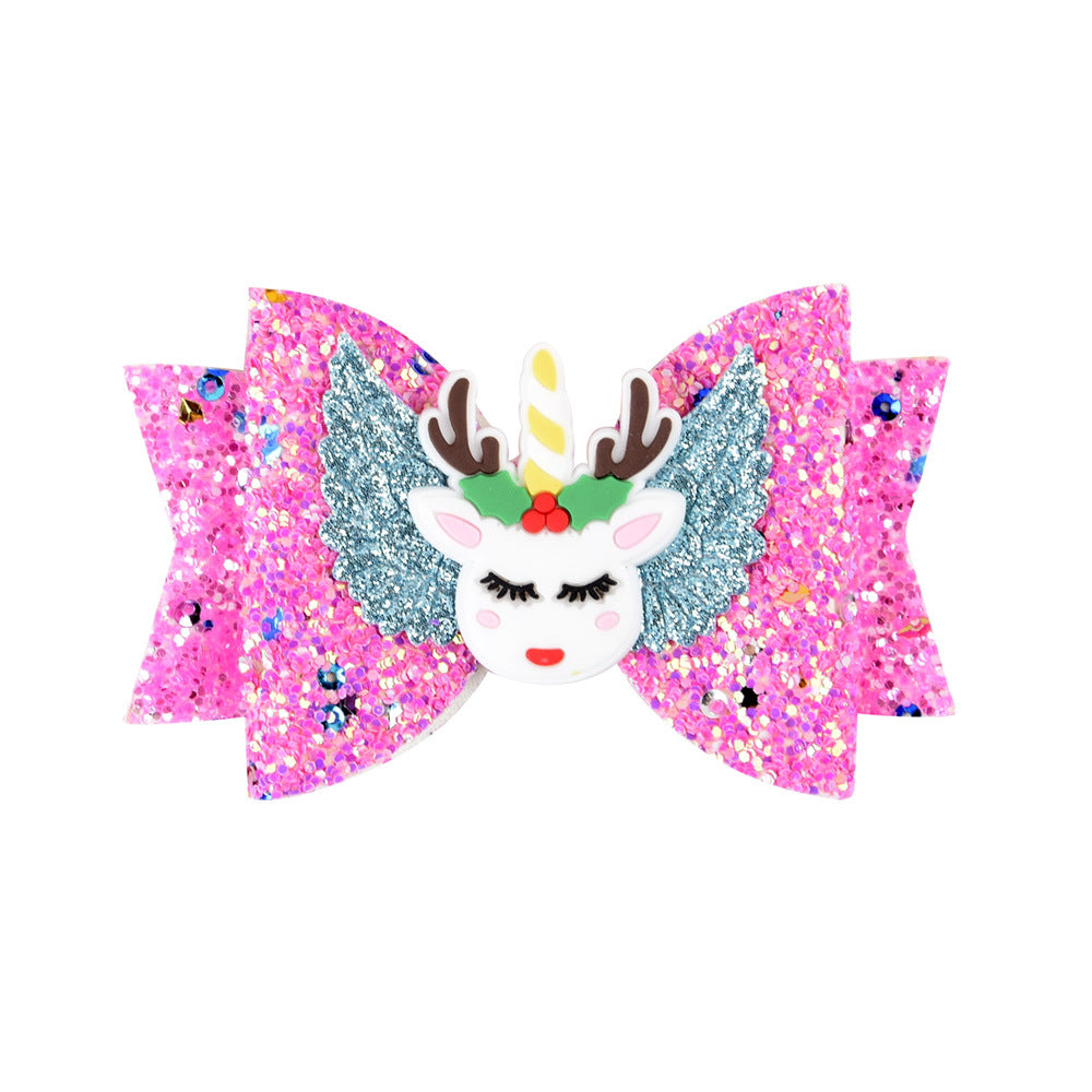 Bright Glitter Kids Fairy Bow Princess Hairgrips - Minihomy