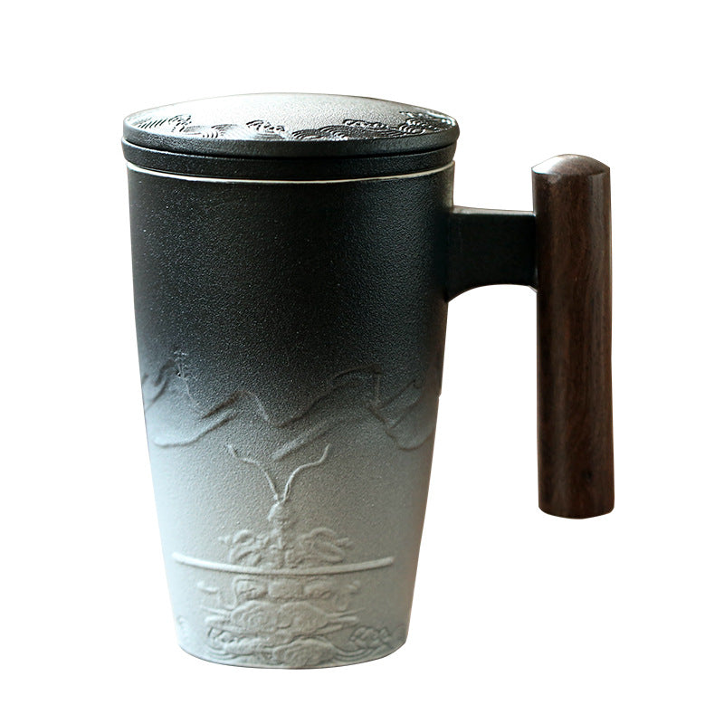 Retro black pottery mug