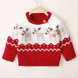 Boys and girls knitted cartoon Christmas elk sweater