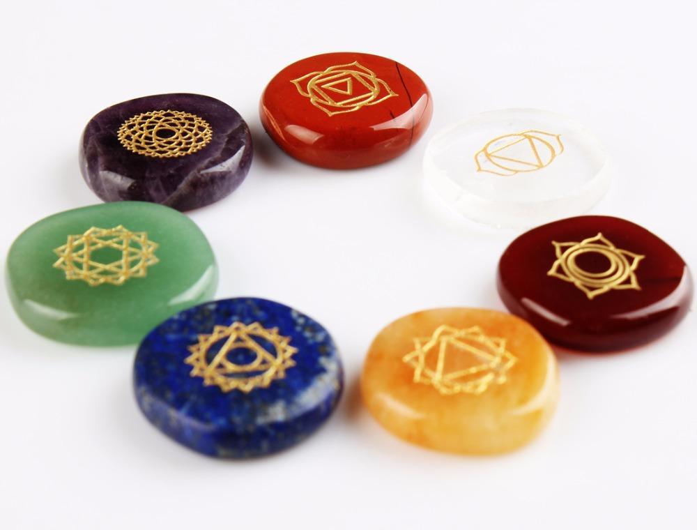 7 Chakras Natural Pocket Palm Stones - Minihomy