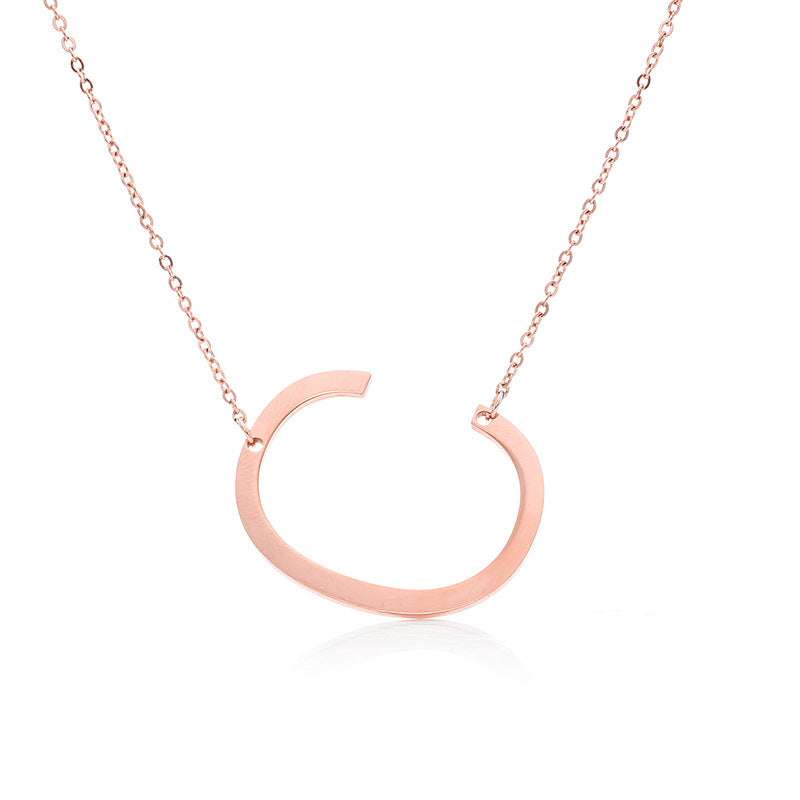 Fabulous Rose Gold Plated Stainless Steel Initial Letter Pendant Necklace - Minihomy