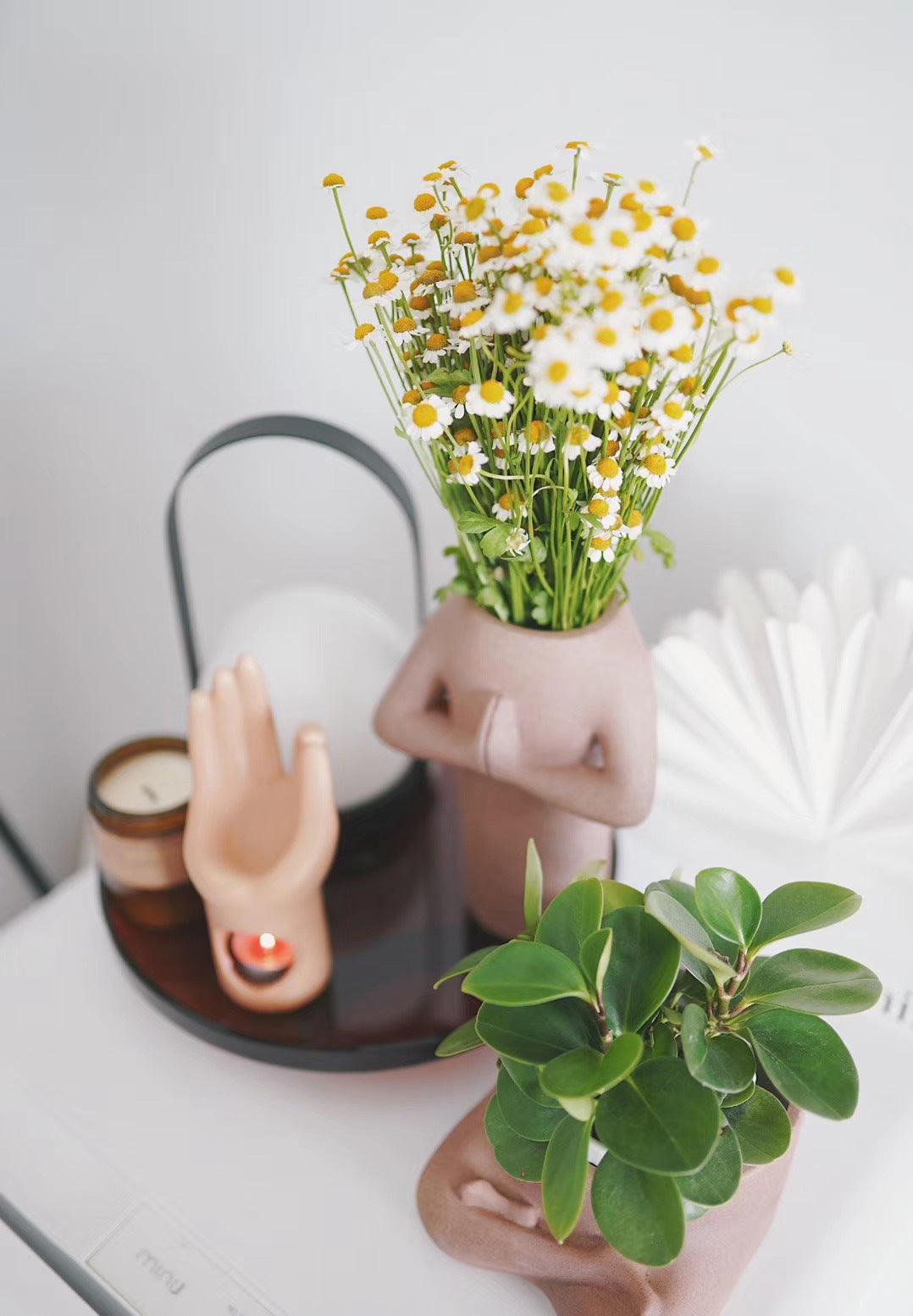 Zen-like Two-handed Ceramic Vase Pot Flower Arrangement Ornaments