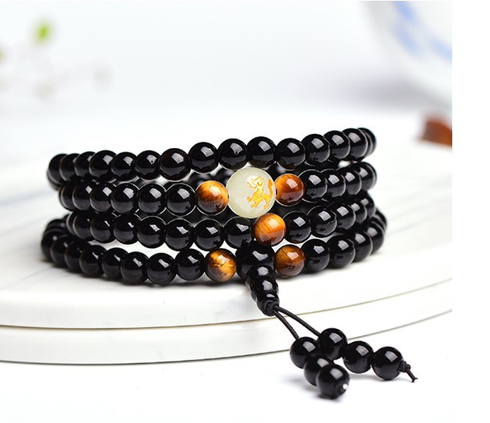 Obsidian multi-circle bead bracelet luminous stone - Minihomy