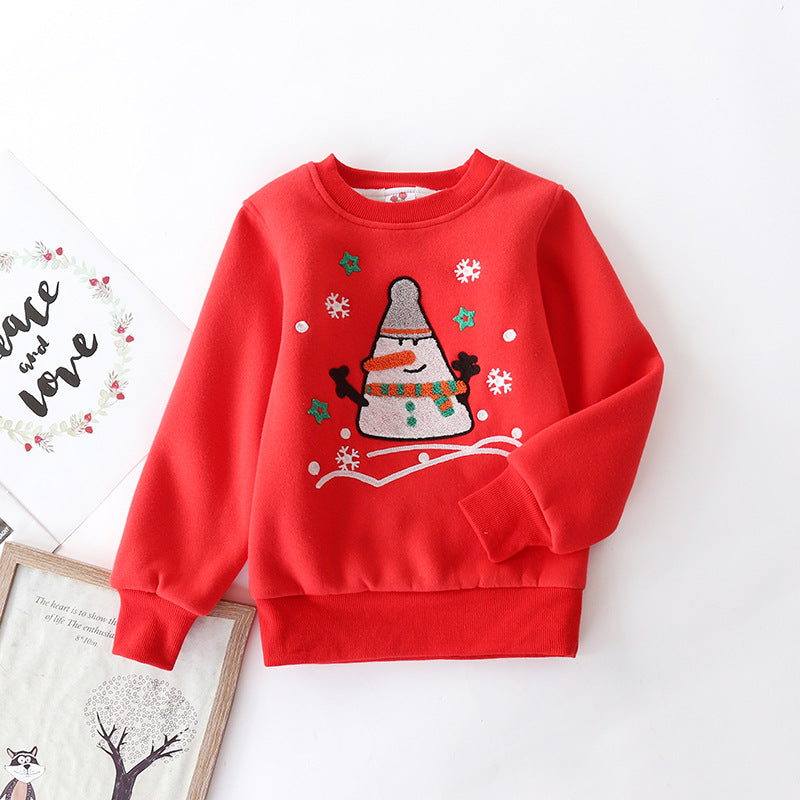 Christmas Snowman Plus Velvet Padded Baby Sweater - Minihomy