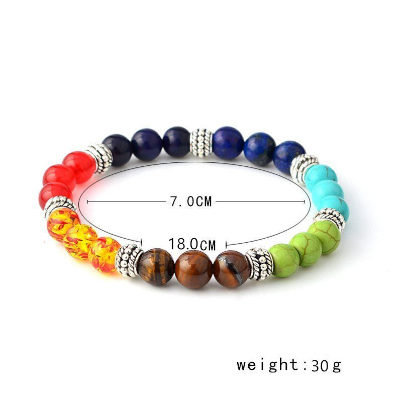 Agate molten rock 8mm energy volcanic stone chakra colorful beads bracelet string - Minihomy