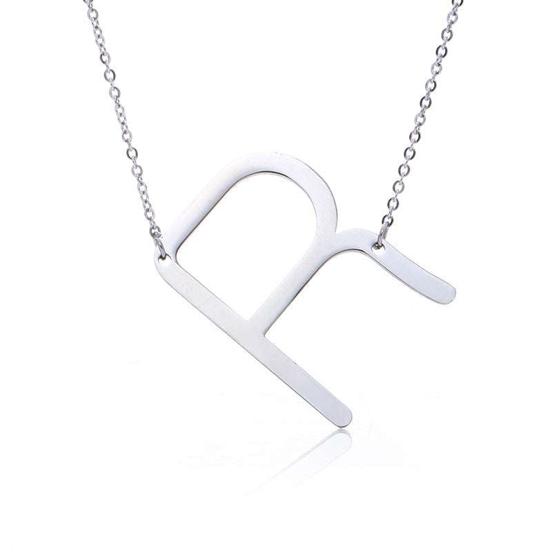 Fabulous Rose Gold Plated Stainless Steel Initial Letter Pendant Necklace - Minihomy