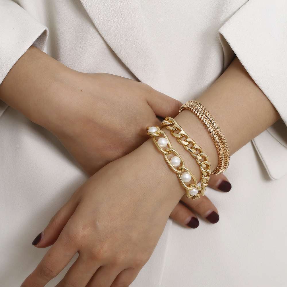 Creative Chain Inlaid Pearl Temperament Bracelet - Minihomy