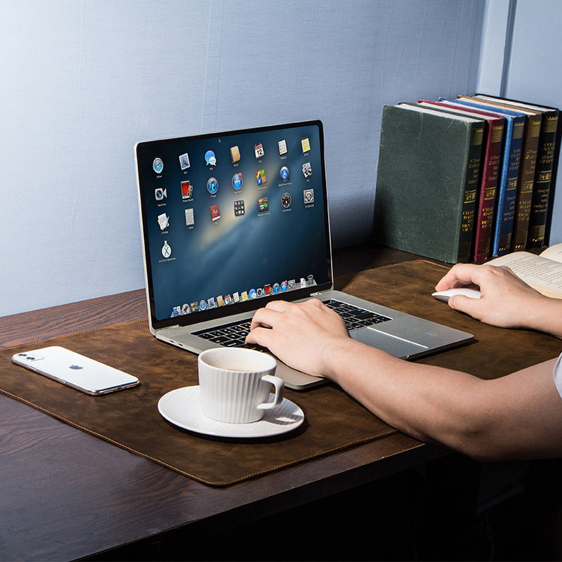 Extra large non-slip computer desk leather pad