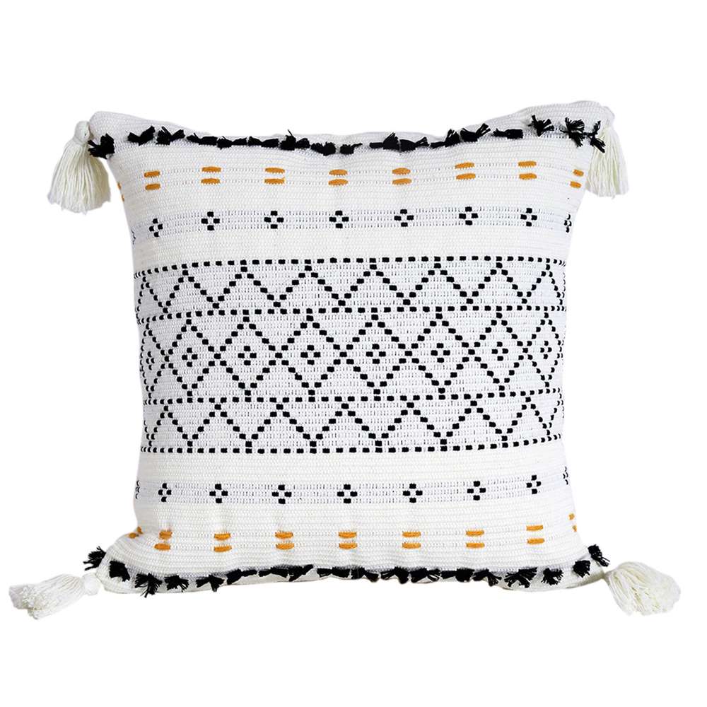 Cut Flower Knitted Geometric Tassel Plush Pillow - Minihomy