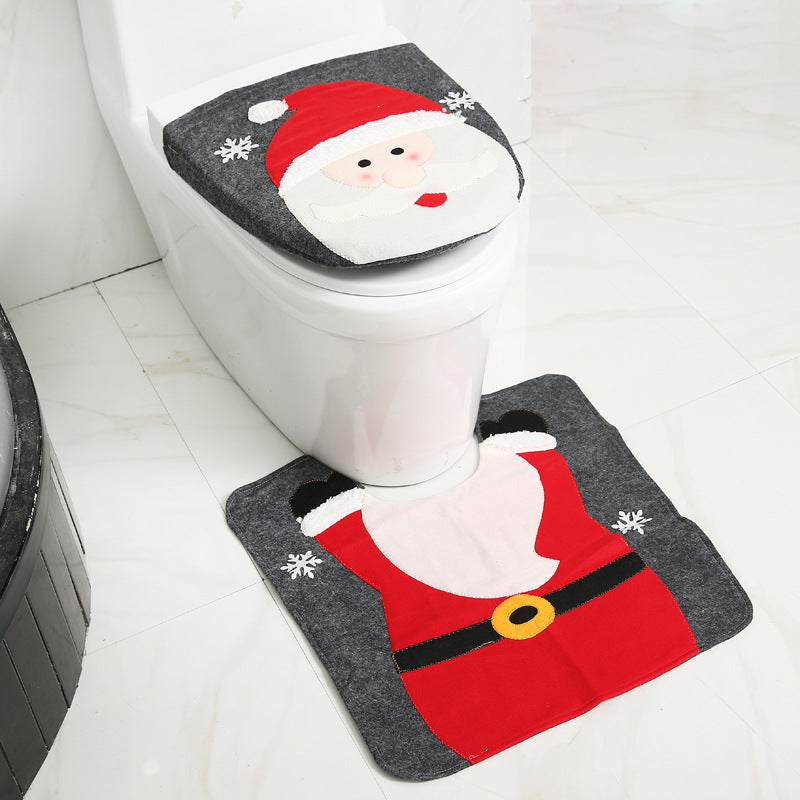 Merry Christmas Bathroom Curtain Santa Claus Toilet Seat Christmas Decorations - Minihomy