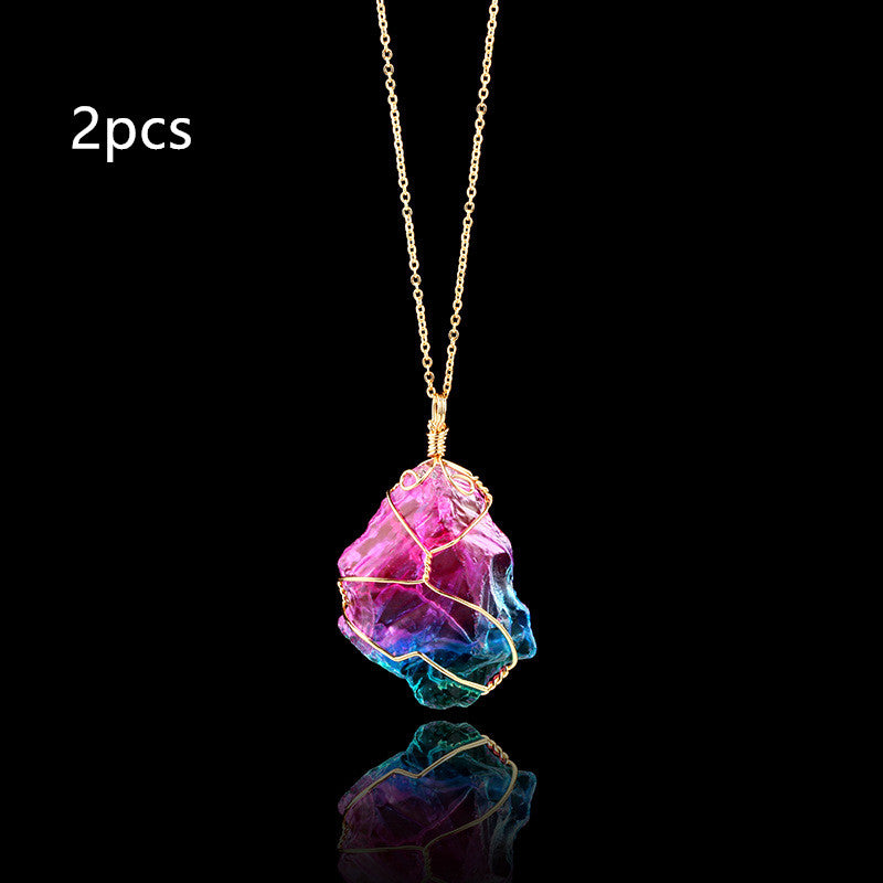 Rainbow Quartz Crystal Necklace