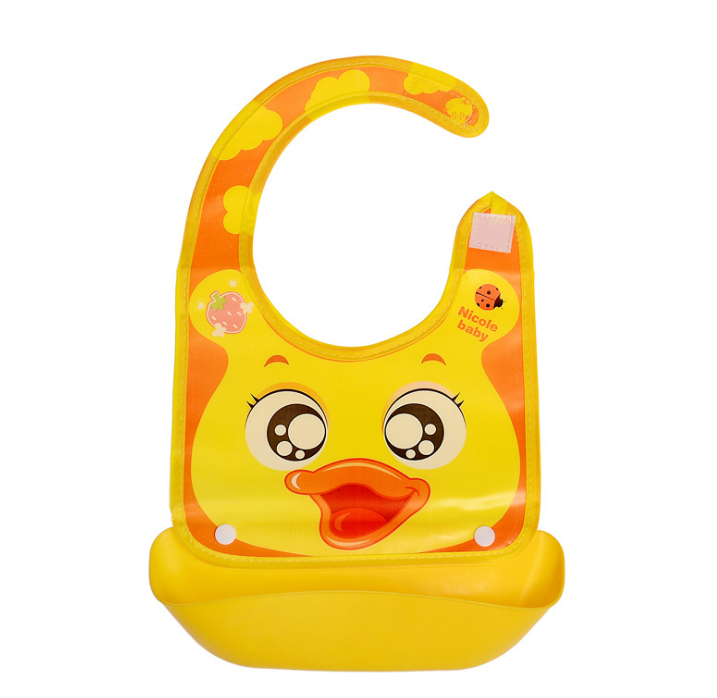 Cartoon baby PVC three-dimensional bib Increase baby bib Waterproof silicone children's dinner pocket