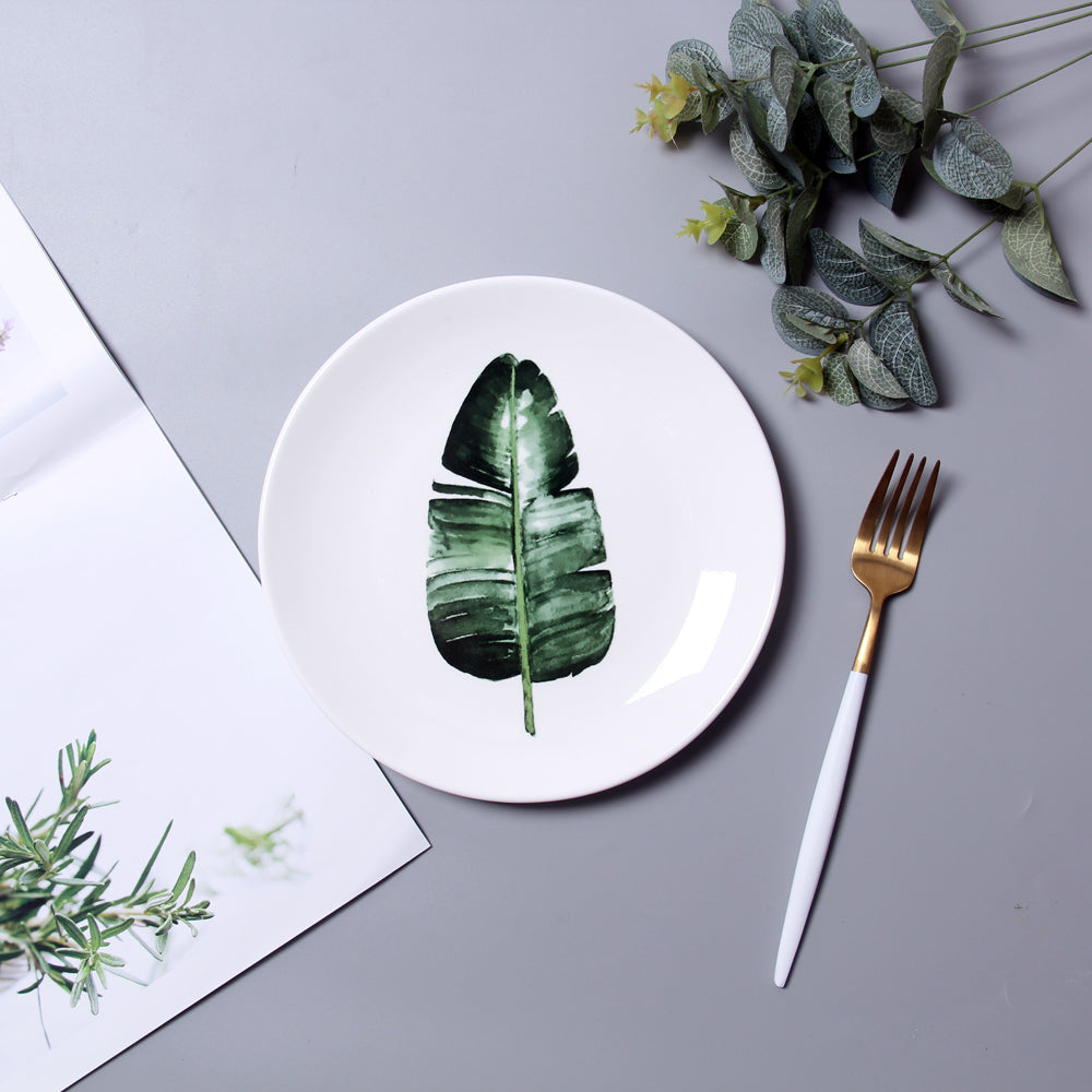 Nordic style green leaf plate - Minihomy