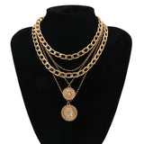 Multi-layered Necklace Medal Hip Hop Pendant Necklace