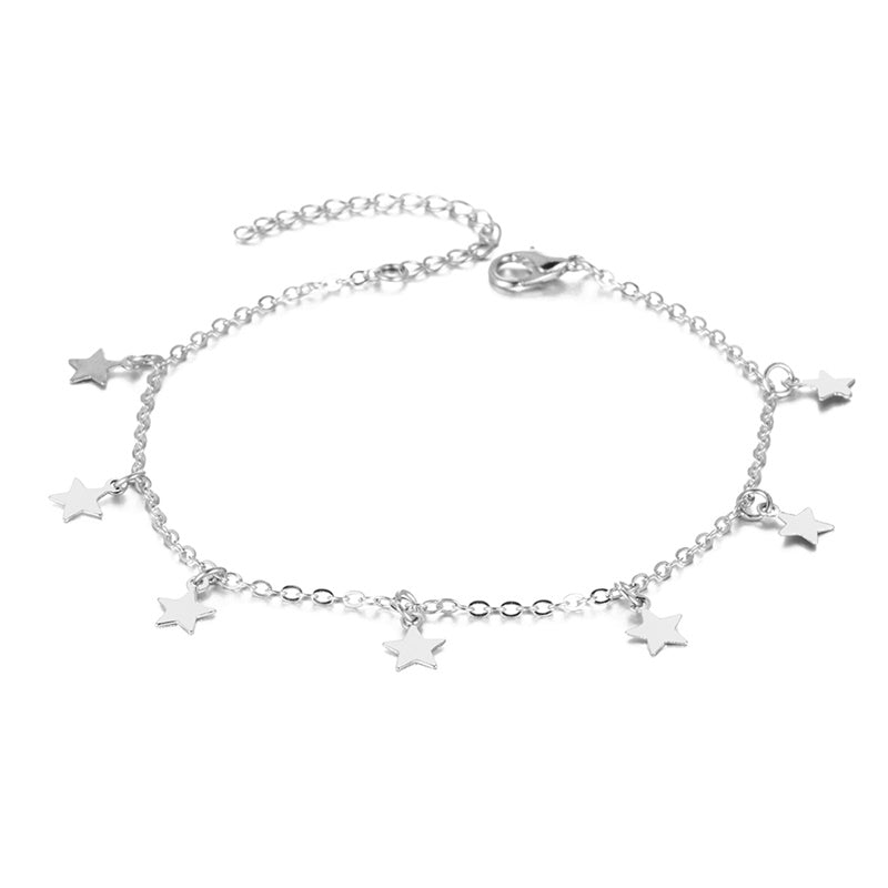 Retro beach ball chain heart-shaped Double-layered anklet