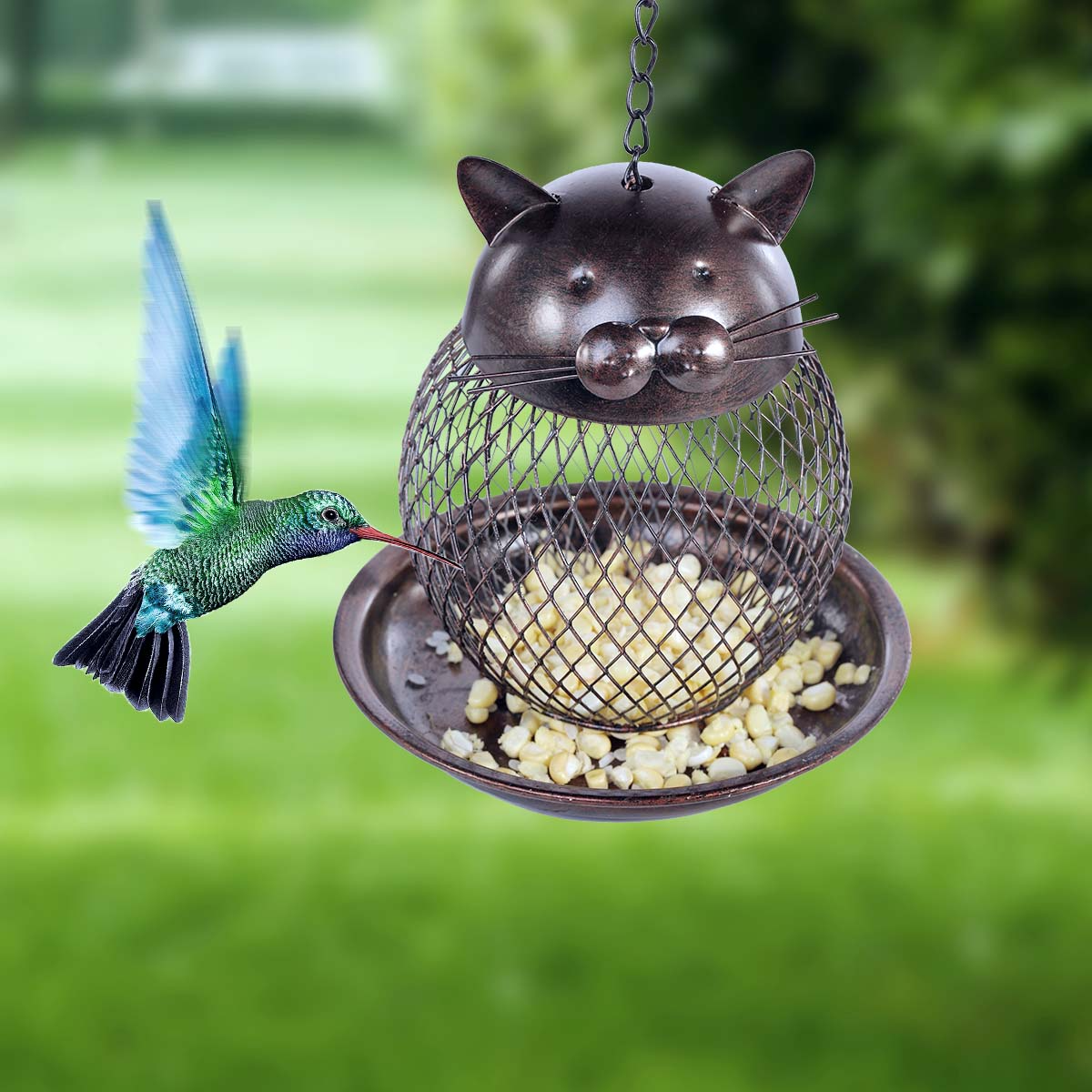 Cat Shaped Bird Feeder Cat Shaped Vintage Handmade Outdoor Decor Villa Garden Decoration Hanging Bird Outdoor Feeder