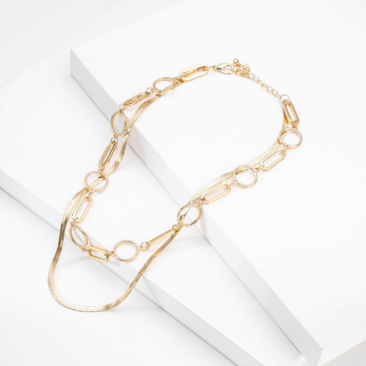 Multilayer Irregular Geometric Chain Snake Bone Flat Chain Lock