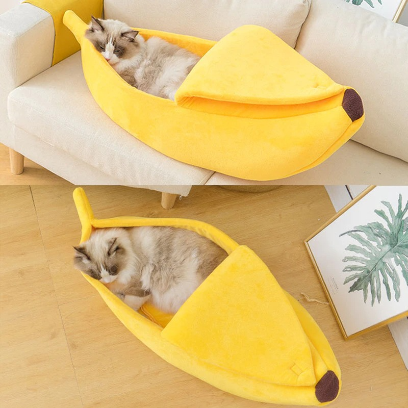 Funny Banana Cat Bed House Cute Cozy Cat Mat Beds Warm Durable Portable Pet Basket Kennel Dog Cushion Cat Supplies Multicolor