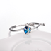 925 Sterling Silver Love Heart Bangle  with Blue  Crystals,I Love You Bracelet - Minihomy