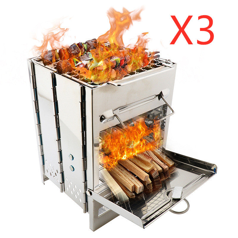 Durable Stainless Steel Stove for Outdoor Cooking Picnic Hunting BBQ Windproof - Minihomy