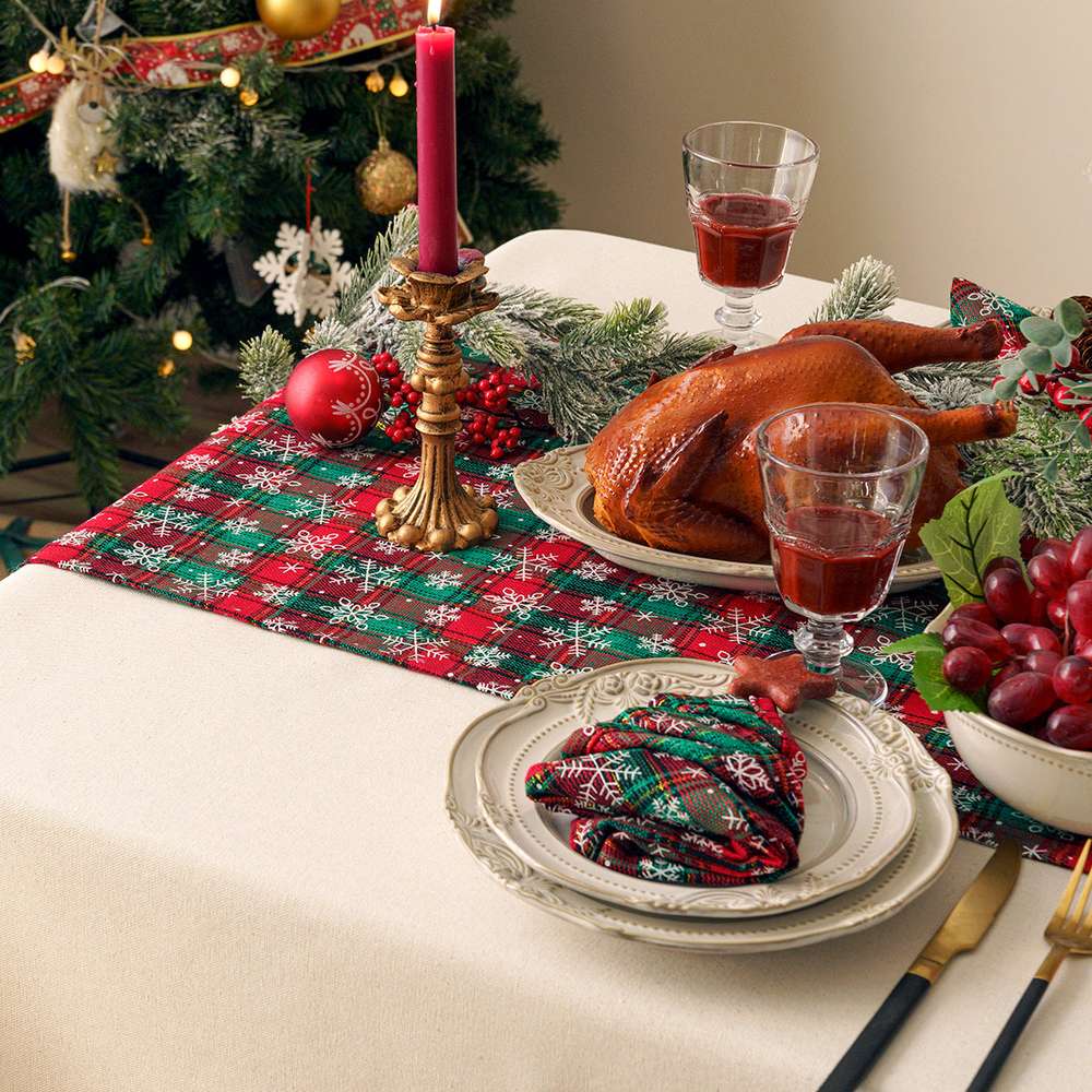 Christmas Series New Year Cloth Plaid Table Flag Insulation Pad - Minihomy