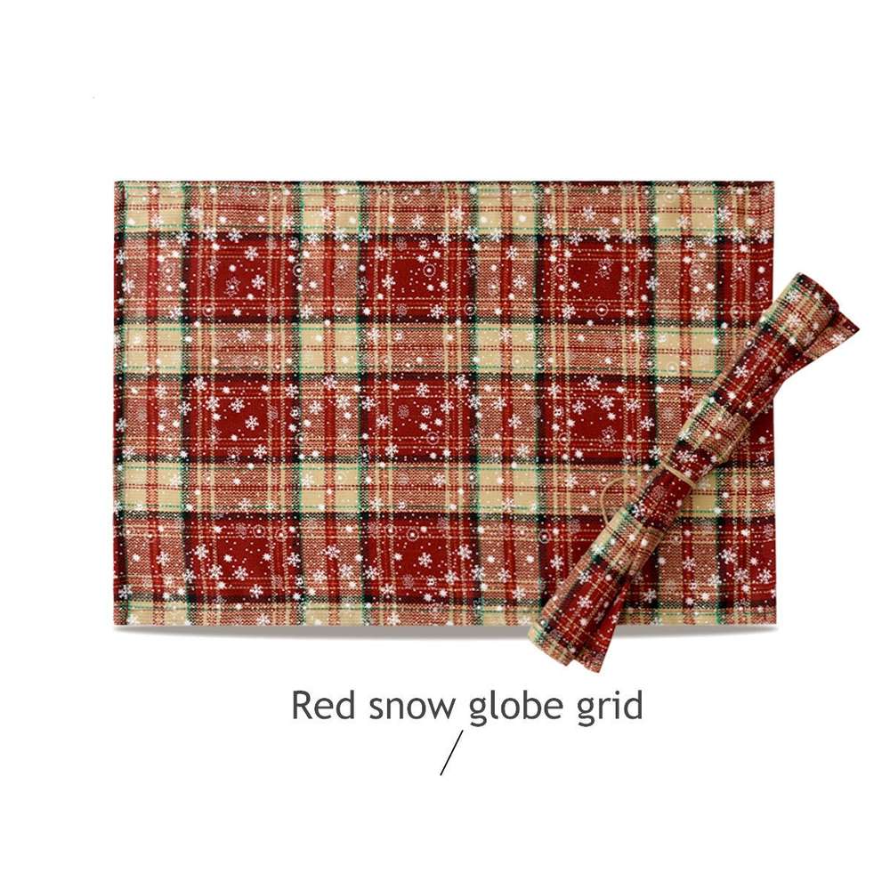 Christmas Series New Year Cloth Plaid Table Flag Insulation Pad - Minihomy