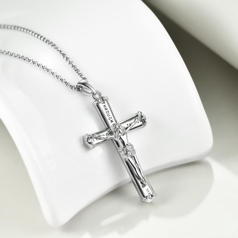 Jesus Cross Necklace Cross Pendant Sterling Silver Gift for Mother Girls Women Man