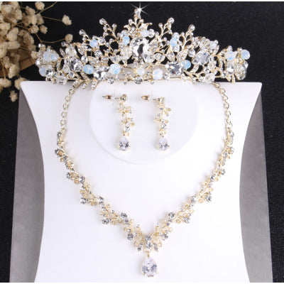 Light gold with handmade crystal princess queen crown