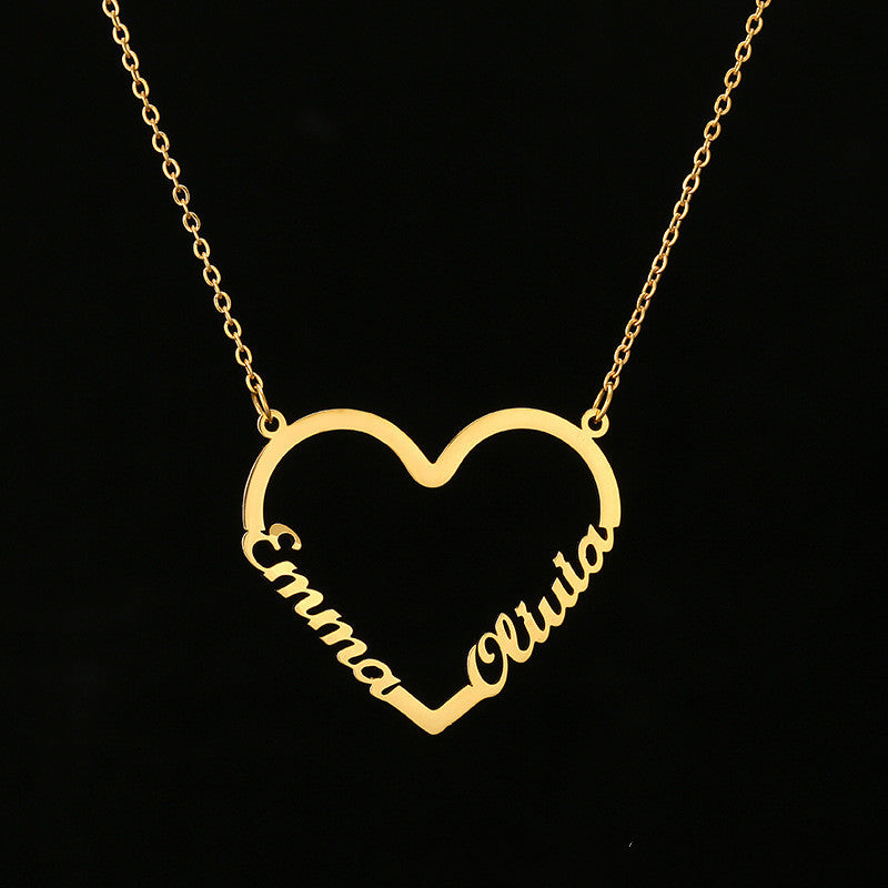 Stainless Steel Name Heart Necklace for Women Personalized Letter Gold Choker Necklace Gift