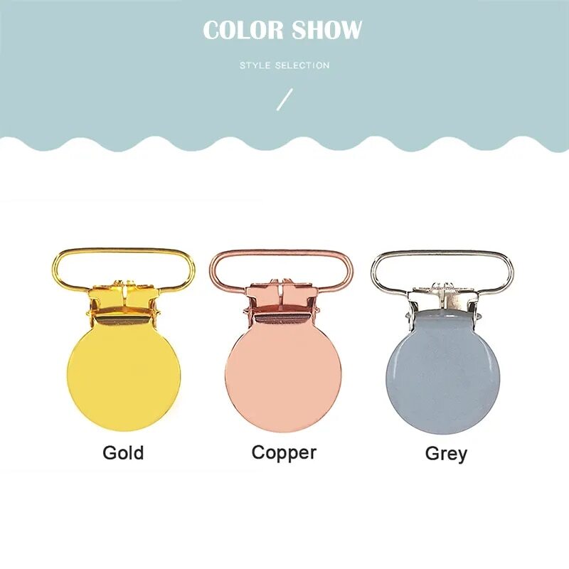 Color: Copper - Chenkai 30PCS 1''25mm Round Metal Clips For DIY Baby Teether Chain Toy Holder Accessories Suspenders Soothers Pacifier Clips - Minihomy