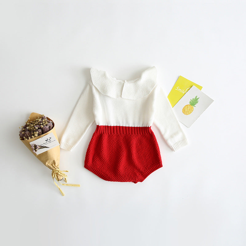 Girls' baby knitted wool jumpsuit romper