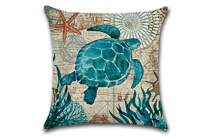 Marine life sea turtle seahorse whale octopus pillow