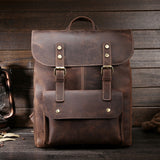 Retro crazy horse leather Men's backpack bag