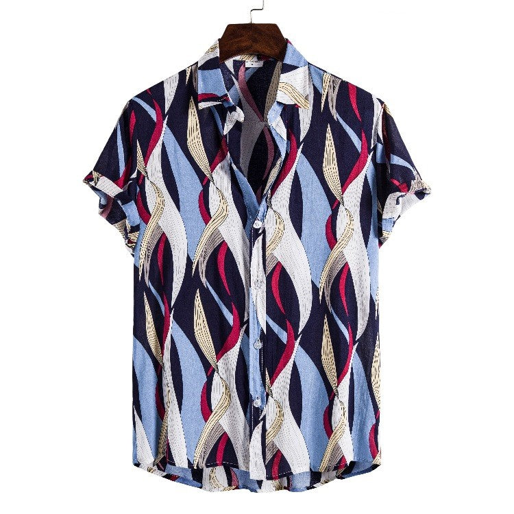 Hawaii beach flower shirt series high-quality cotton men's - Minihomy