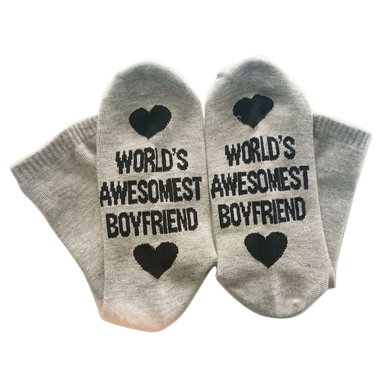 Men Women Cotton Socks Printing Letter Funny Socks For Boyfriend Girlfriend Valentine's Day Gift