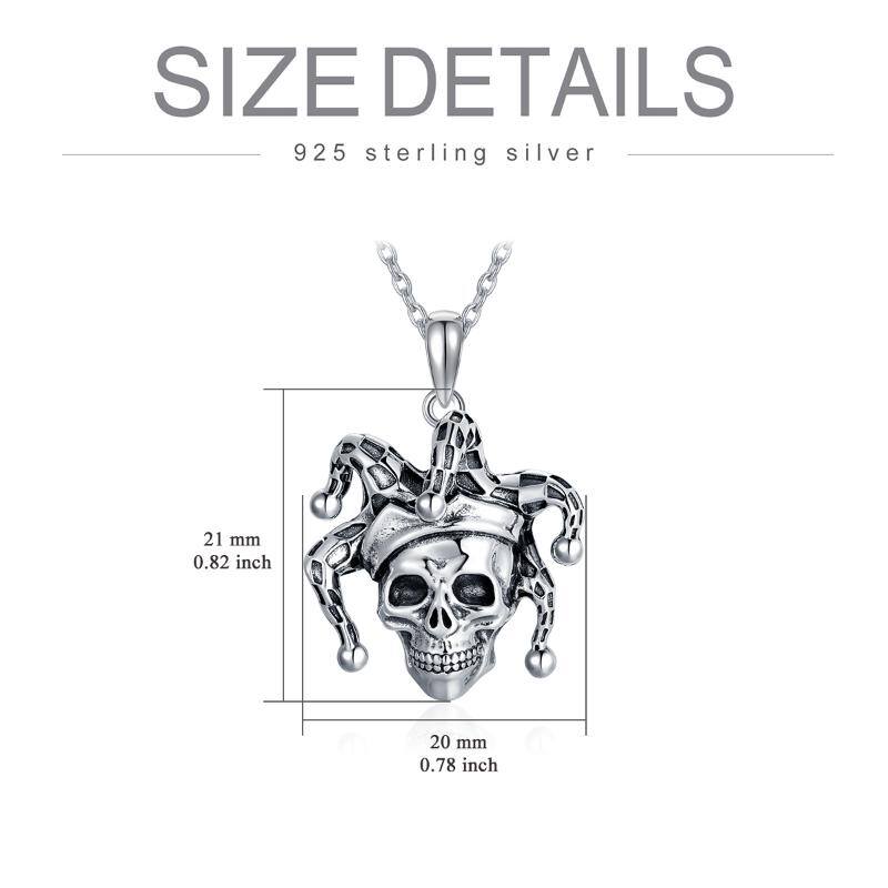 Sterling Silver Retro Gothic Skull Necklace Clown Hat Halloween Necklace for Women Man