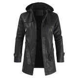 High-Quality Men's Casual PU Hooded Slim Leather Jacket for Young Men - Minihomy