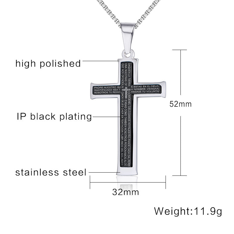 Double Cross Titanium Necklace Stainless Steel Pendant Jewelry - Minihomy