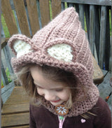 Baby Girls Hats Handmade Kids Winter Hats Wrap Bear Scarf Caps