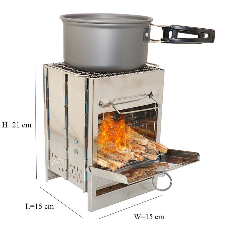 Durable Stainless Steel Stove for Outdoor Cooking Picnic Hunting BBQ Windproof - Minihomy