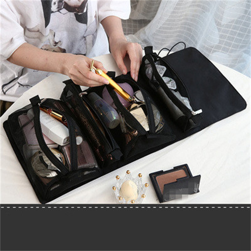 4 In 1 Cosmetic Bag For Women Zipper Mesh Foldable Makeup Bag