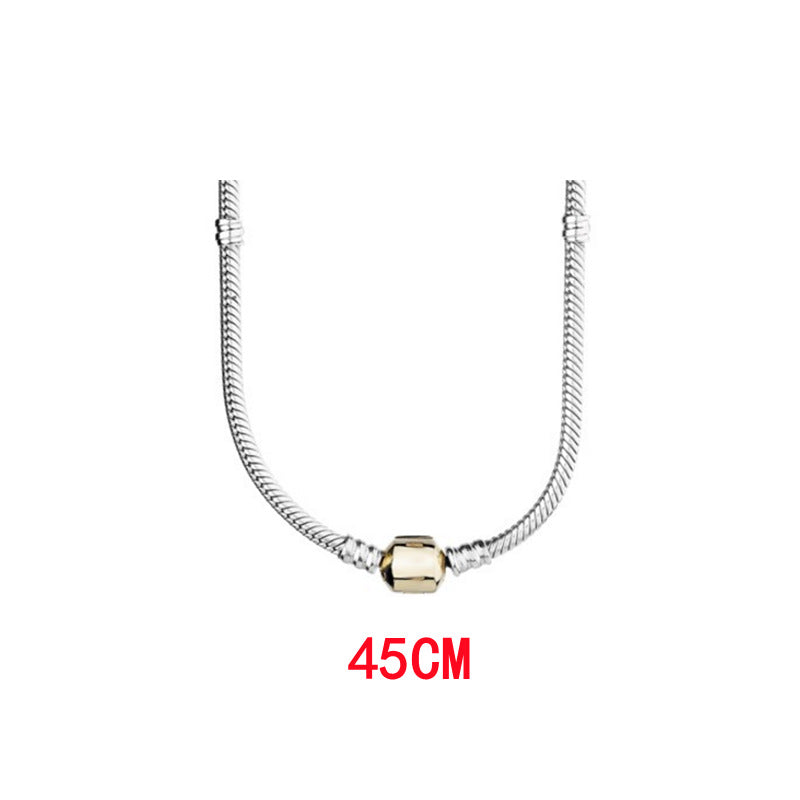 S925 Silver Snake Bone Chain Round Buckle Snake Bone Chain Necklace