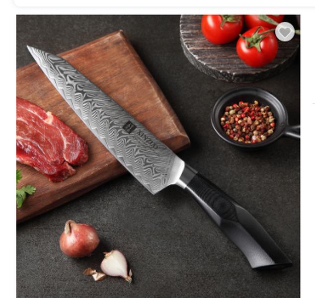 Damascus Steel Chef Knife: Premium Kitchen Knife with Sharp Blade - Minihomy