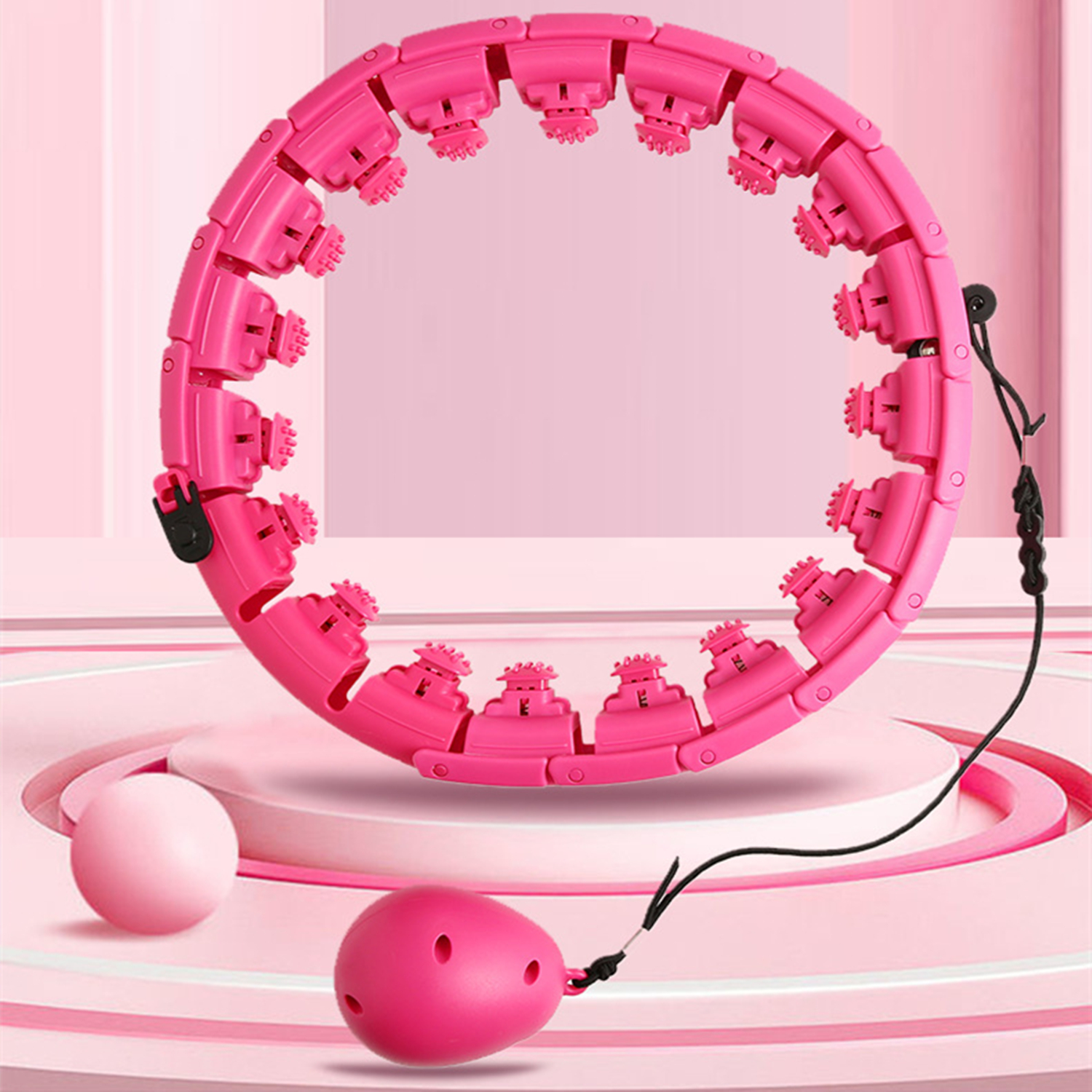 Detachable & Size Adjustable Smart Hoola Hoop with Auto Rotation and 360-degree Massage