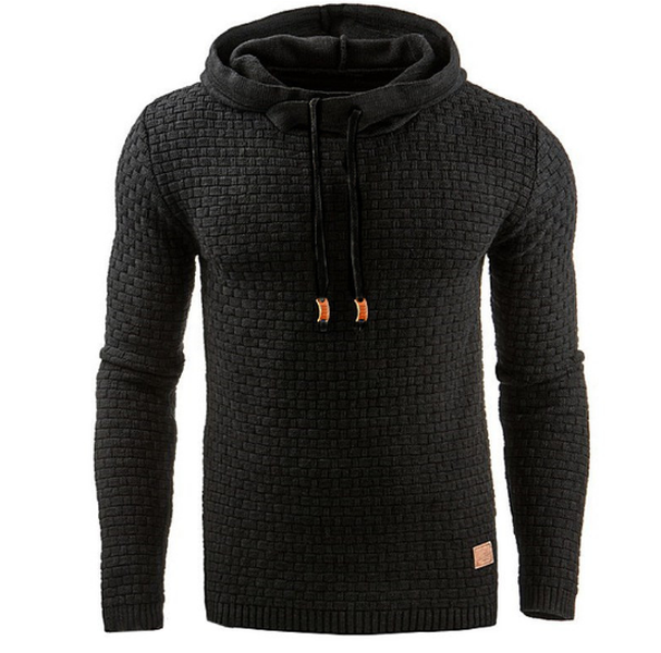 Men's Jacquard Sweater Long-sleeved Hoodie Warm Color Hooded Sweatshirt - Minihomy