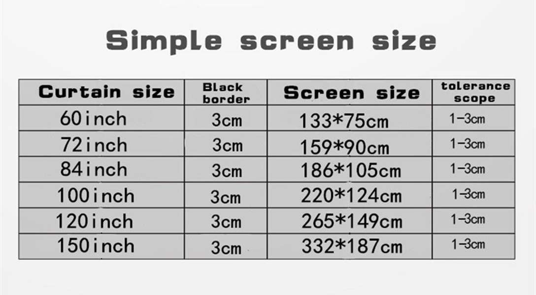 Foldable Movie Projector Screen 16 To 9 Projection HD Home Theater 60 72 84 100 120 150 Inch - Minihomy