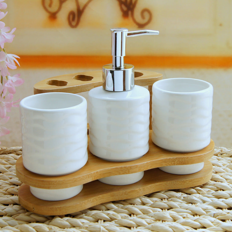 Bathroom Accessories Set Soap Dispenser/Toothbrush Holder/Tumbler - Minihomy