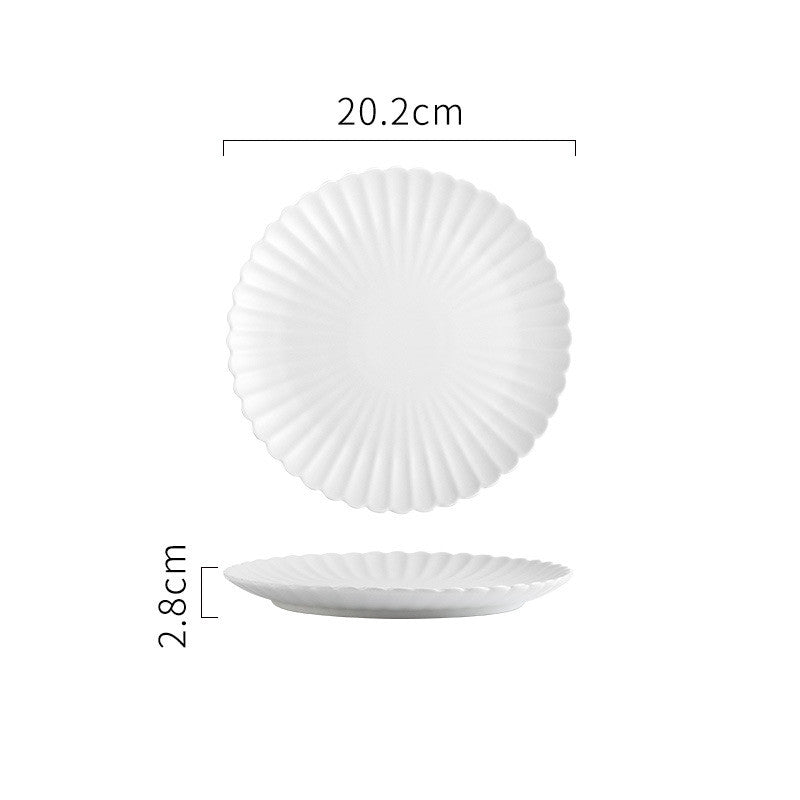 Creative Simple Solid-color Ceramic Plate Fruit Cake Plate Round Beef Steak Western Plate - Minihomy