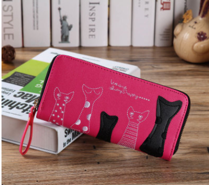 Cat lady wallet female cartoon cat creative long wallet clutch - Minihomy